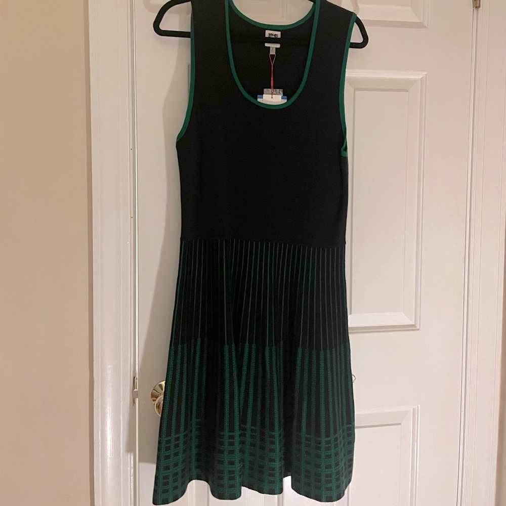 Anne Klein green/black knit dress